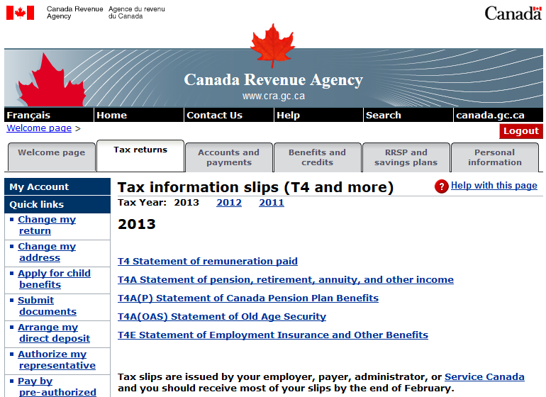 Accessing TSlips on the Canada Revenue Agency  Site Adjusted Cost Base.ca Blog
